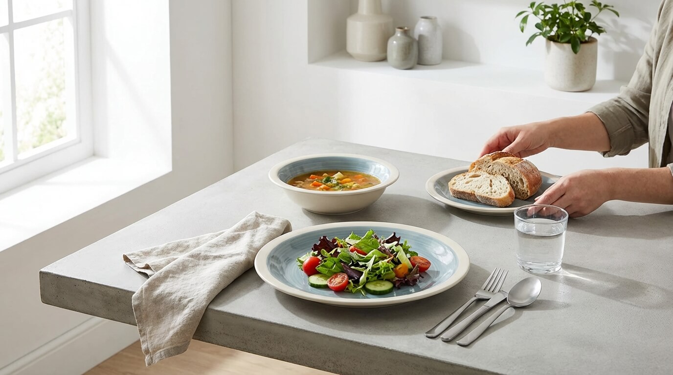 Esta vajilla de gres IDEALCASA Mar de 18 piezas se queda en 23,99€ con el 33% de descuento