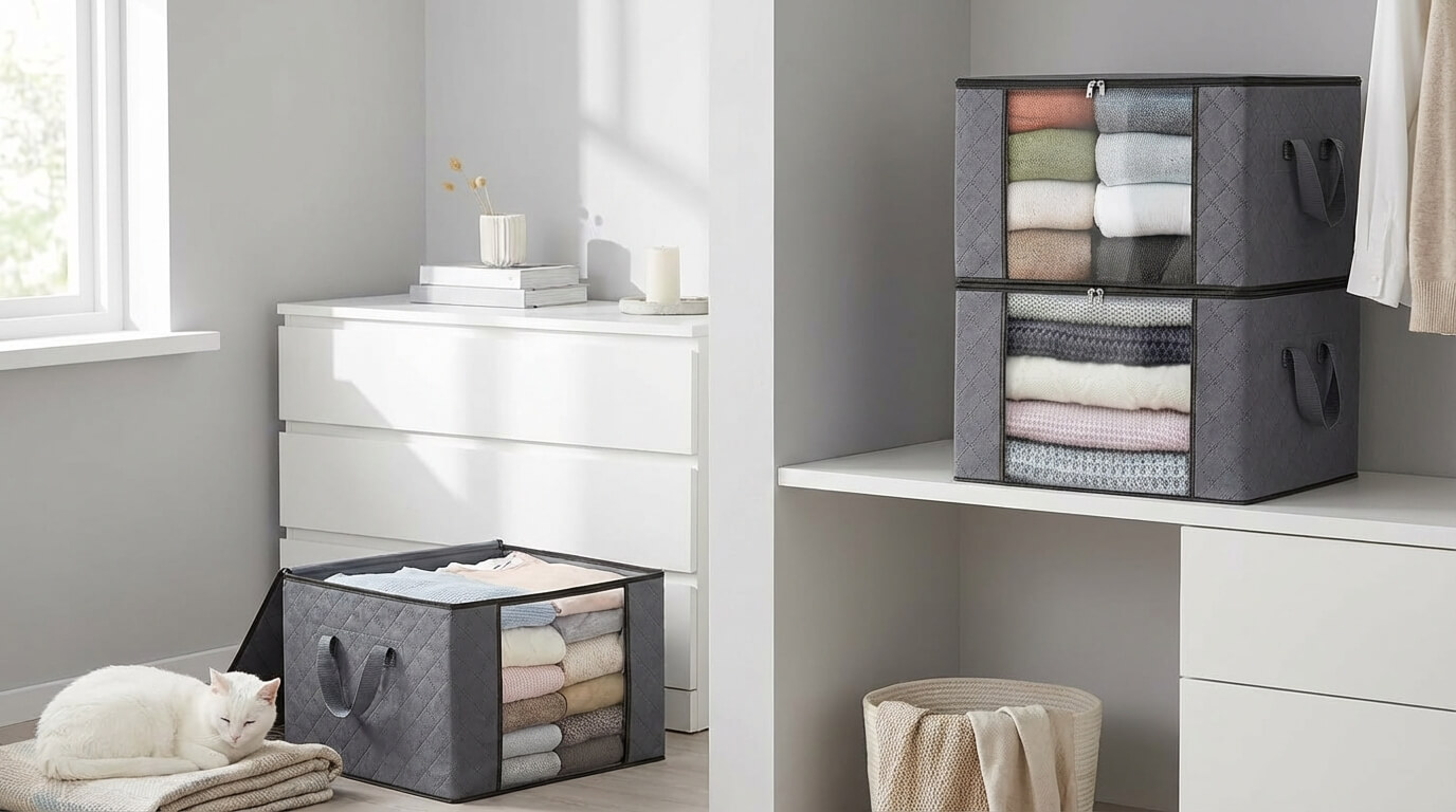 Pack de 3 cajas de almacenaje con asas para ropa (35 L): a 6,88 € con esta oferta